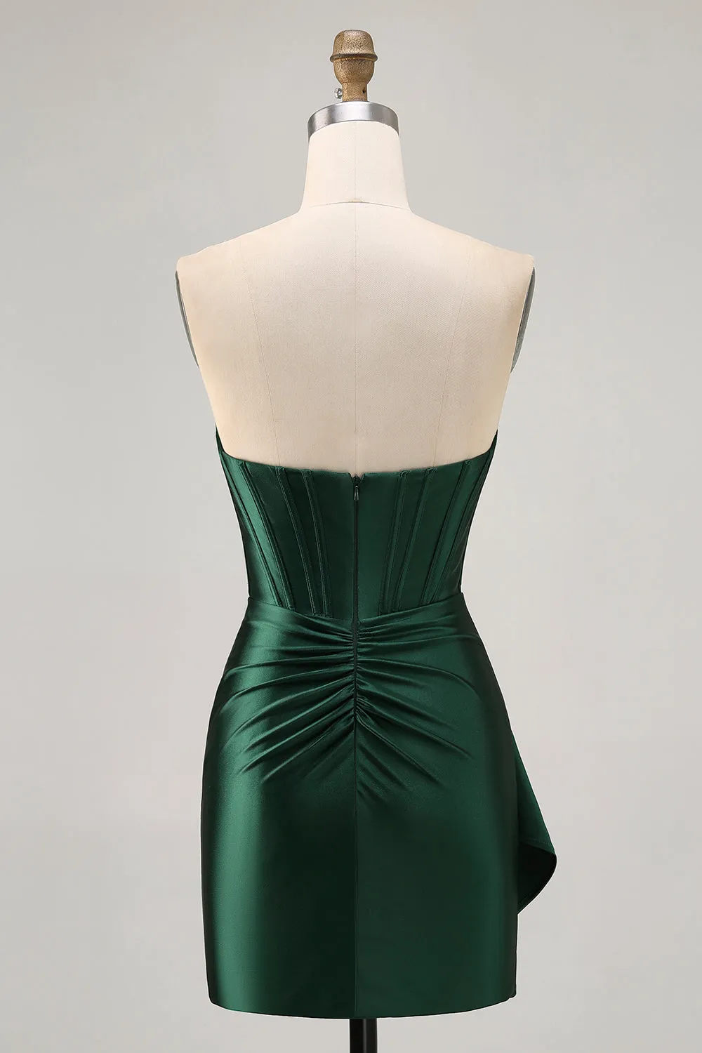 Corset Dark Green Strapless Beaded Bodycon Homecoming Dress sold by Zapaka product image thumbnail 2