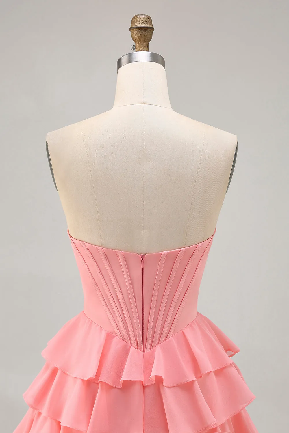 Blush Tiered A Line Strapless Short Homecoming Dress sold by Zapaka product image thumbnail 5