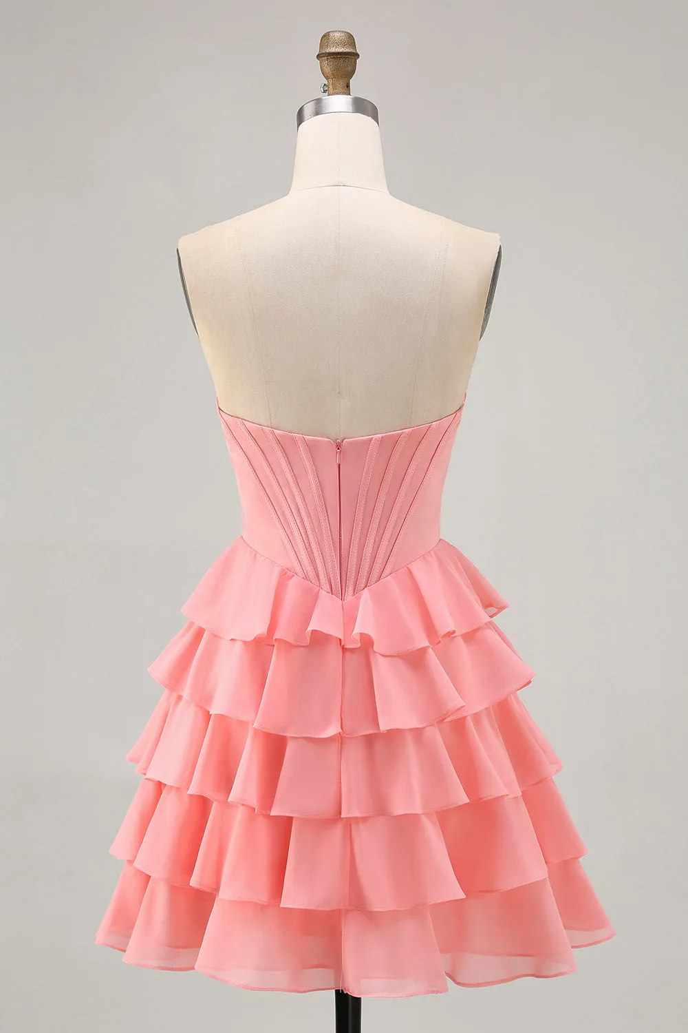 Blush Tiered A Line Strapless Short Homecoming Dress sold by Zapaka product image thumbnail 2