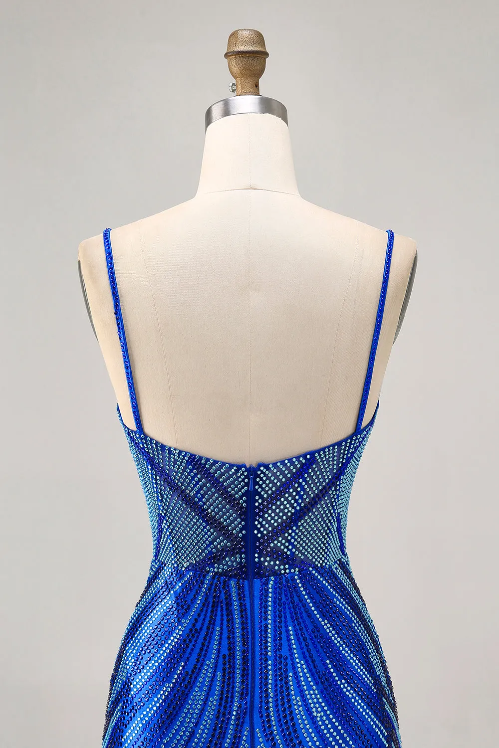Sparkly Royal Blue Spaghetti Straps Tight Short Homecoming Dress with Beading sold by Zapaka product image thumbnail 5