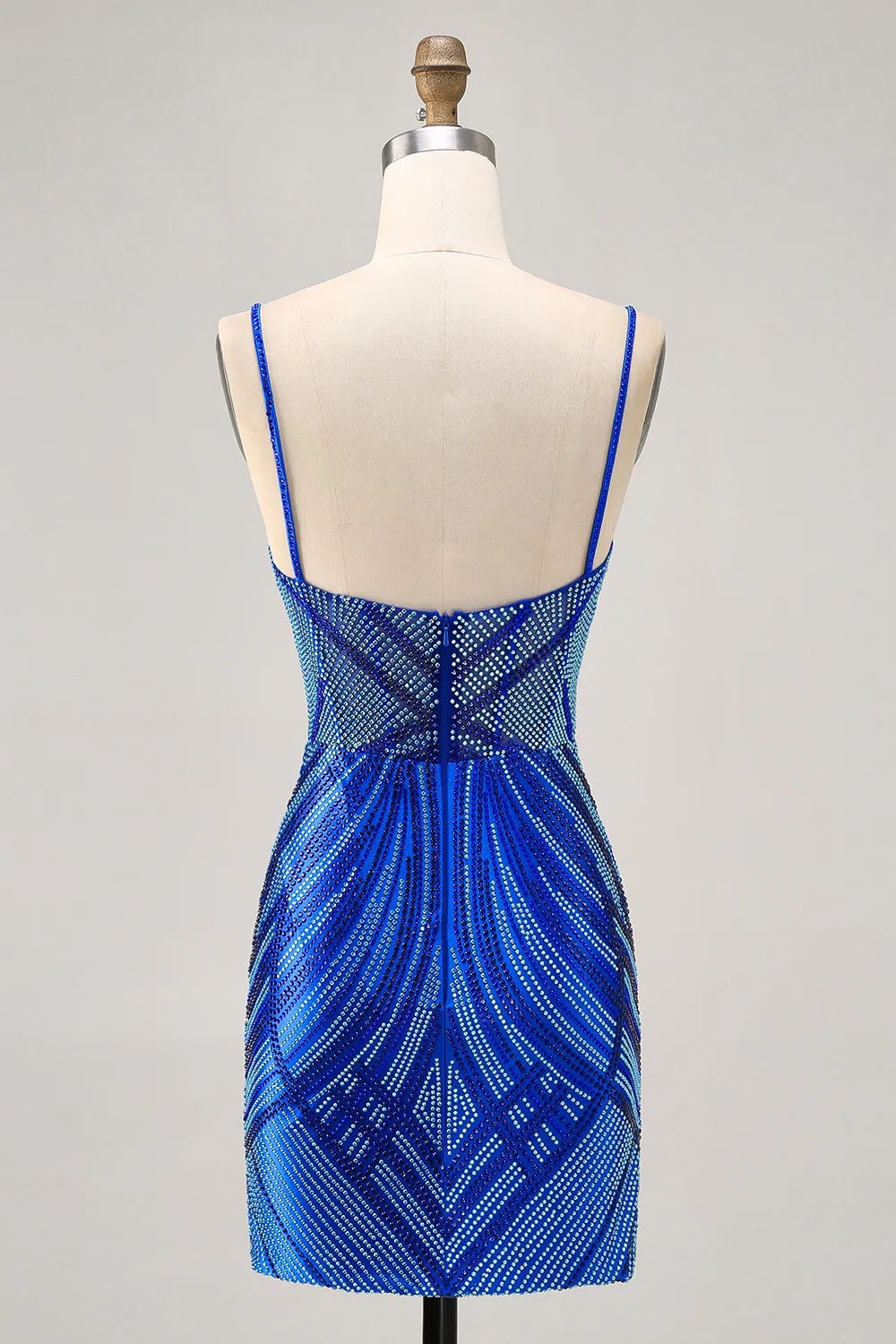 Sparkly Royal Blue Spaghetti Straps Tight Short Homecoming Dress with Beading sold by Zapaka product image thumbnail 2