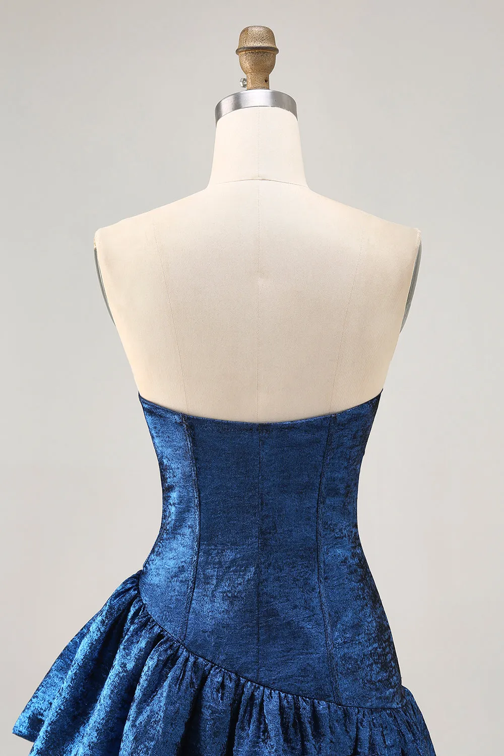 A Line Strapless Asymmetrical Dark Blue Homecoming Dress sold by Zapaka product image thumbnail 5