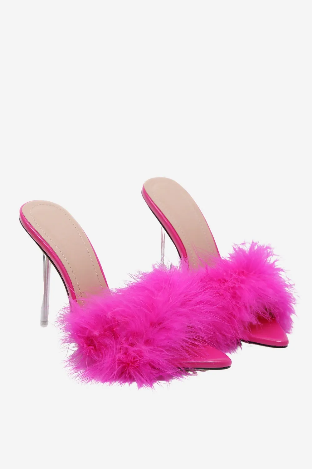 Hot Pink Feathers Pointed Toe Stiletto Sandals sold by Zapaka product image thumbnail 2