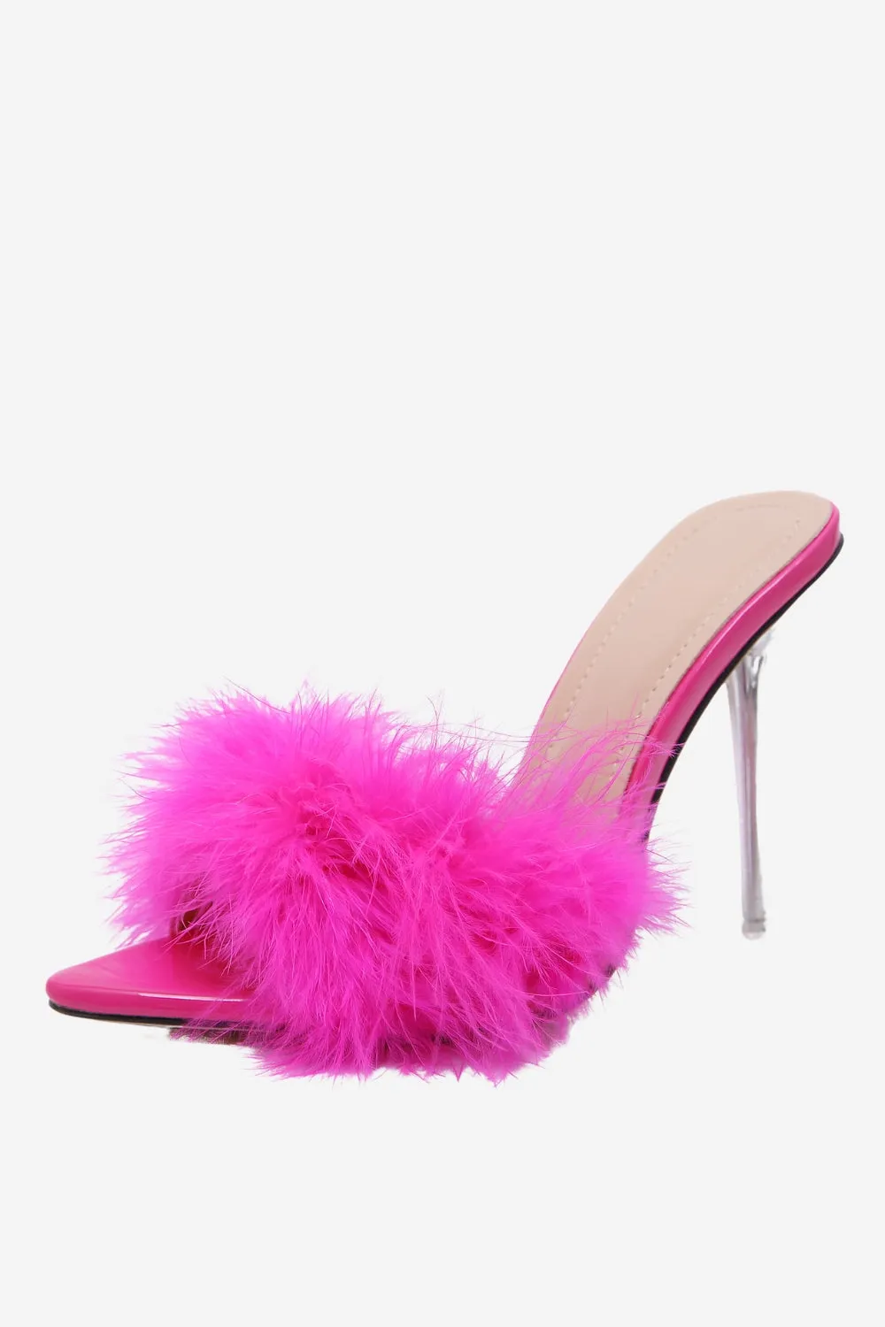 Hot Pink Feathers Pointed Toe Stiletto Sandals sold by Zapaka product image thumbnail 4