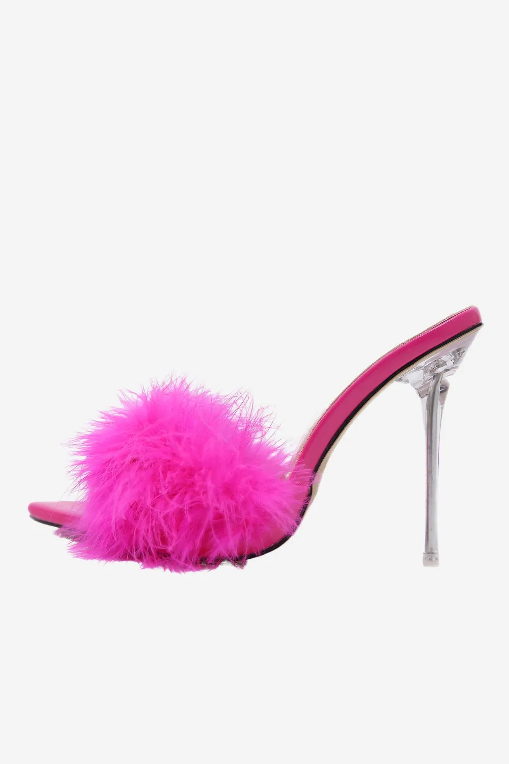 Hot Pink Feathers Pointed Toe Stiletto Sandals sold by Zapaka