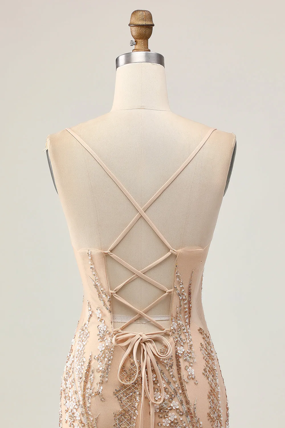 Sparkly Champagne Sequins Bodycon Homecoming Dress with Beading sold by Zapaka product image thumbnail 5