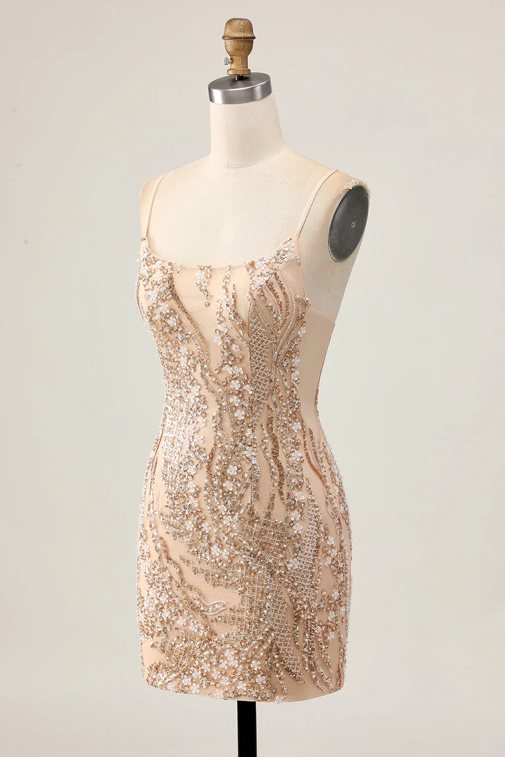 Sparkly Champagne Sequins Bodycon Homecoming Dress with Beading sold by Zapaka product image thumbnail 3