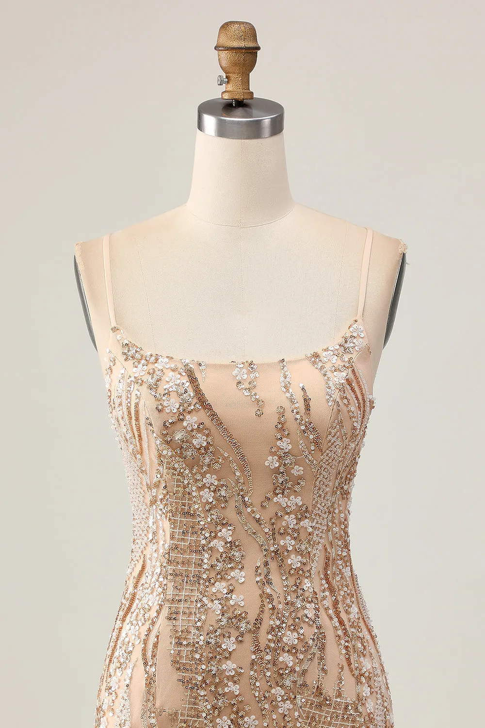 Sparkly Champagne Sequins Bodycon Homecoming Dress with Beading sold by Zapaka product image thumbnail 4