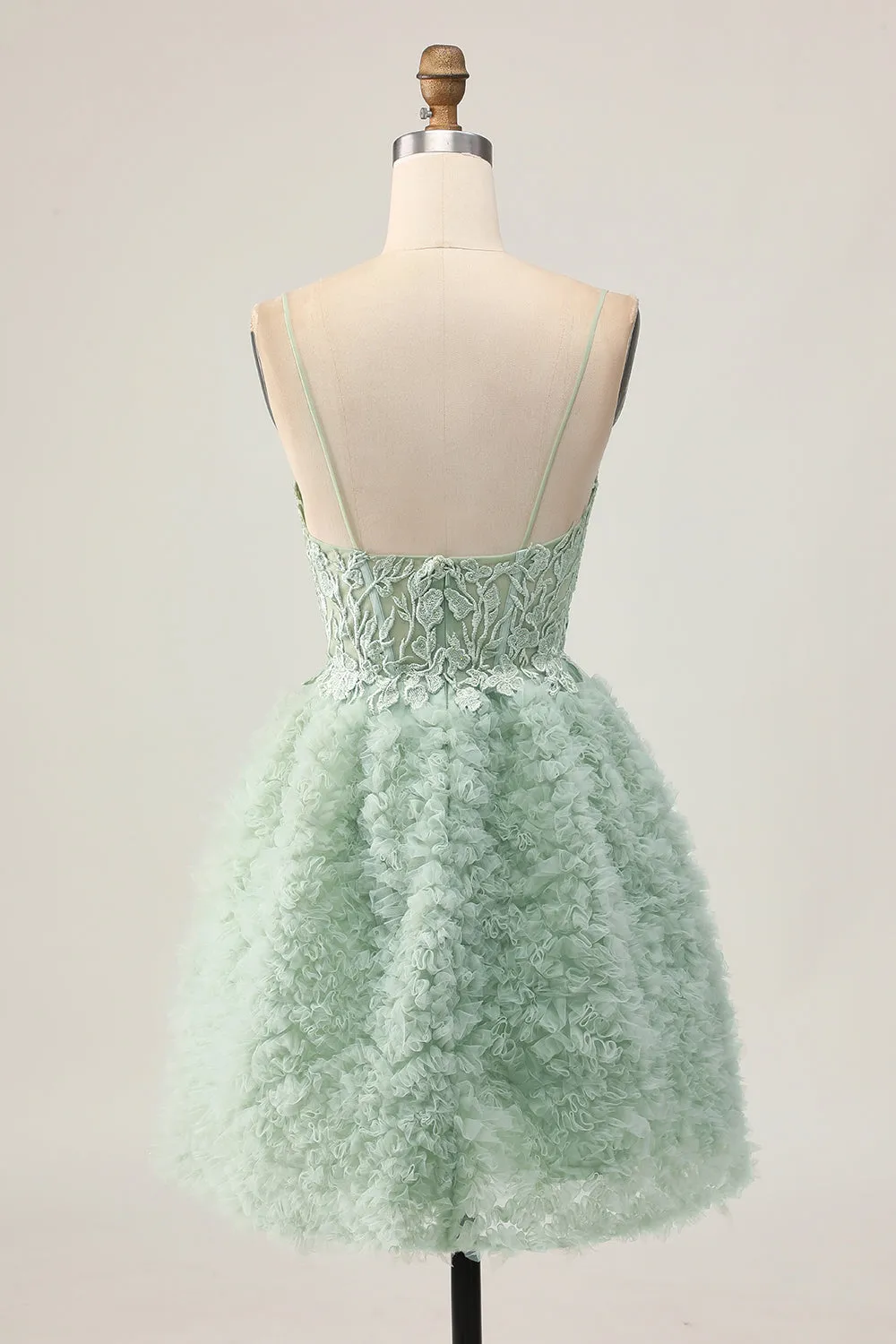 Sage Green A-Line Corset Homecoming Dress with Appliques sold by Zapaka product image thumbnail 2