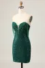 Sparkly Off The Shoulder Dark Green Bodycon Sequins Homecoming Dress sold by Zapaka