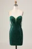 Sparkly Off The Shoulder Dark Green Bodycon Sequins Homecoming Dress sold by Zapaka