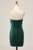 Sparkly Off The Shoulder Dark Green Bodycon Sequins Homecoming Dress sold by Zapaka