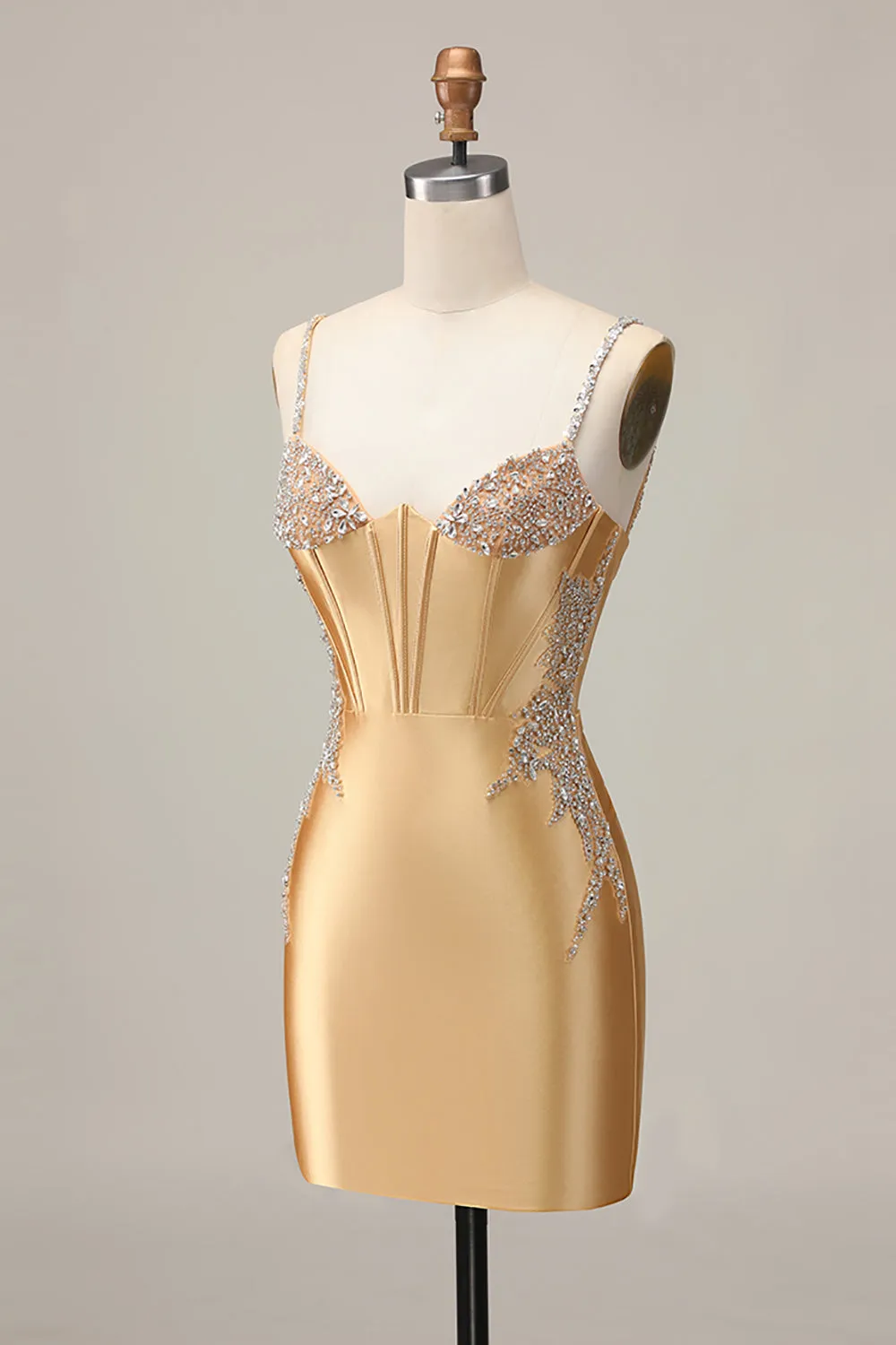 Golden Bodycon Corset Beaded Homecoming Dress sold by Zapaka product image thumbnail 3
