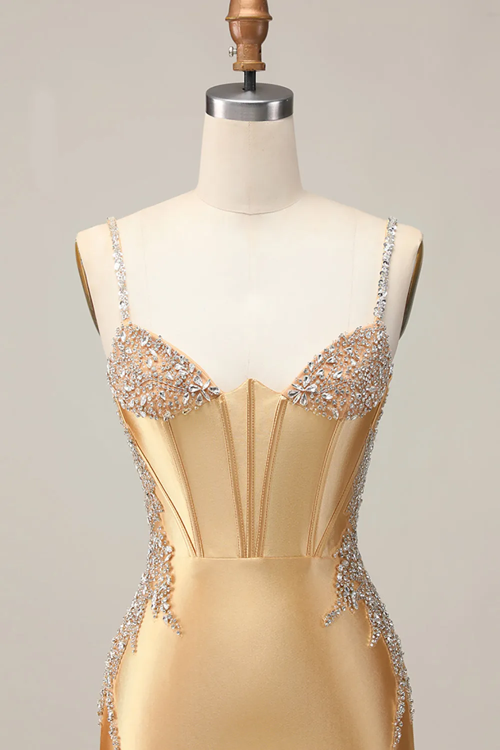 Golden Bodycon Corset Beaded Homecoming Dress sold by Zapaka product image thumbnail 4