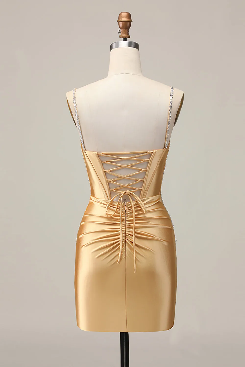 Golden Bodycon Corset Beaded Homecoming Dress sold by Zapaka product image thumbnail 2