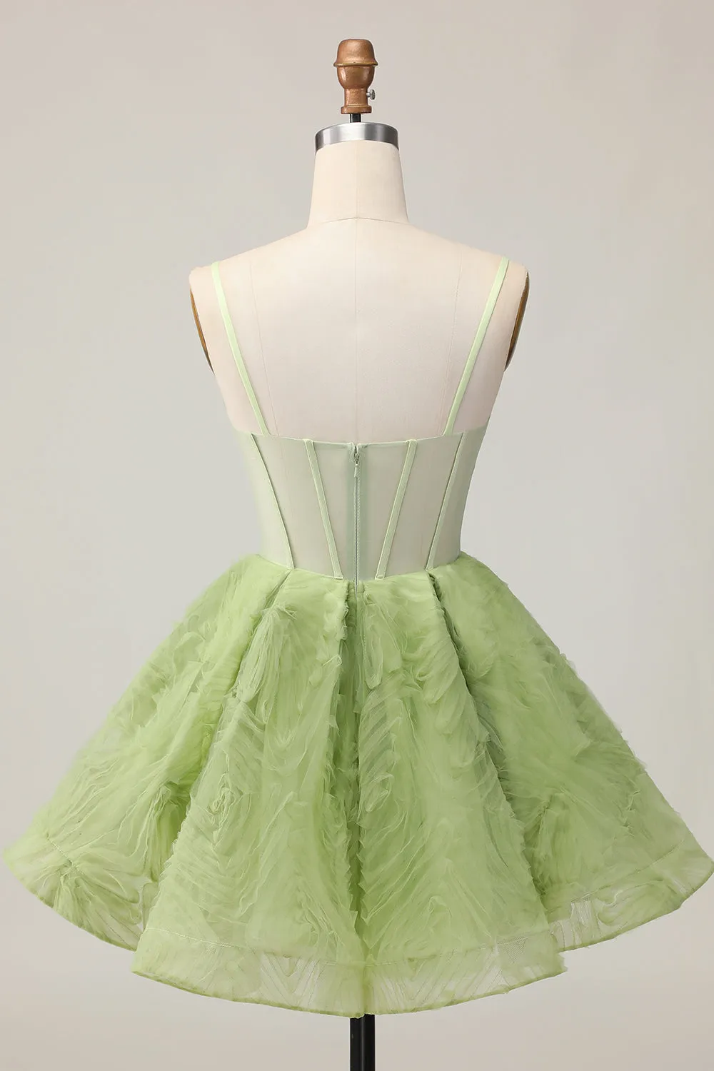 Green A Line Strapless Sheer Corset Ruched Short Homecoming Dress sold by Zapaka product image thumbnail 2
