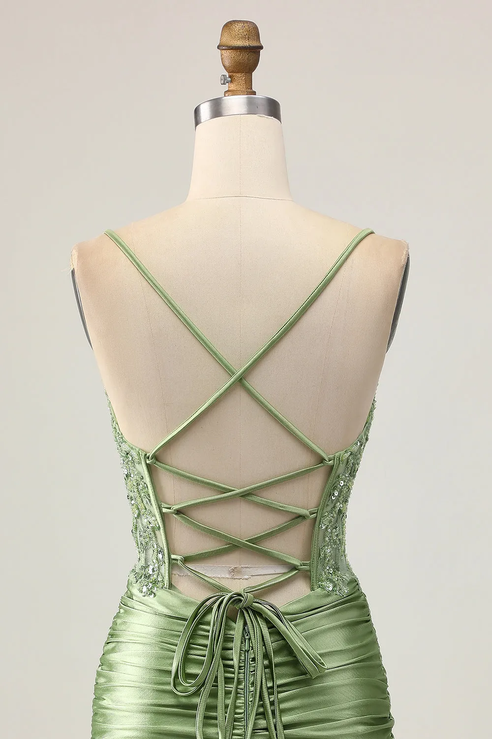 Bodycon Sequins Ruched Sage Green Short Homecoming Dress sold by Zapaka product image thumbnail 5