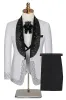Men's White Beaded Shawl Lapel Single Breasted 3 Pieces Suits sold by Zapaka