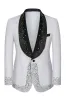 Men's White Beaded Shawl Lapel Single Breasted 3 Pieces Suits sold by Zapaka