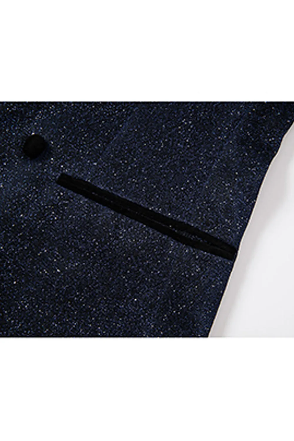 Sparkly Navy Sequin Shawl Lapel 2 Pieces Slim Fit Men's Prom Suits sold by Zapaka product image thumbnail 3