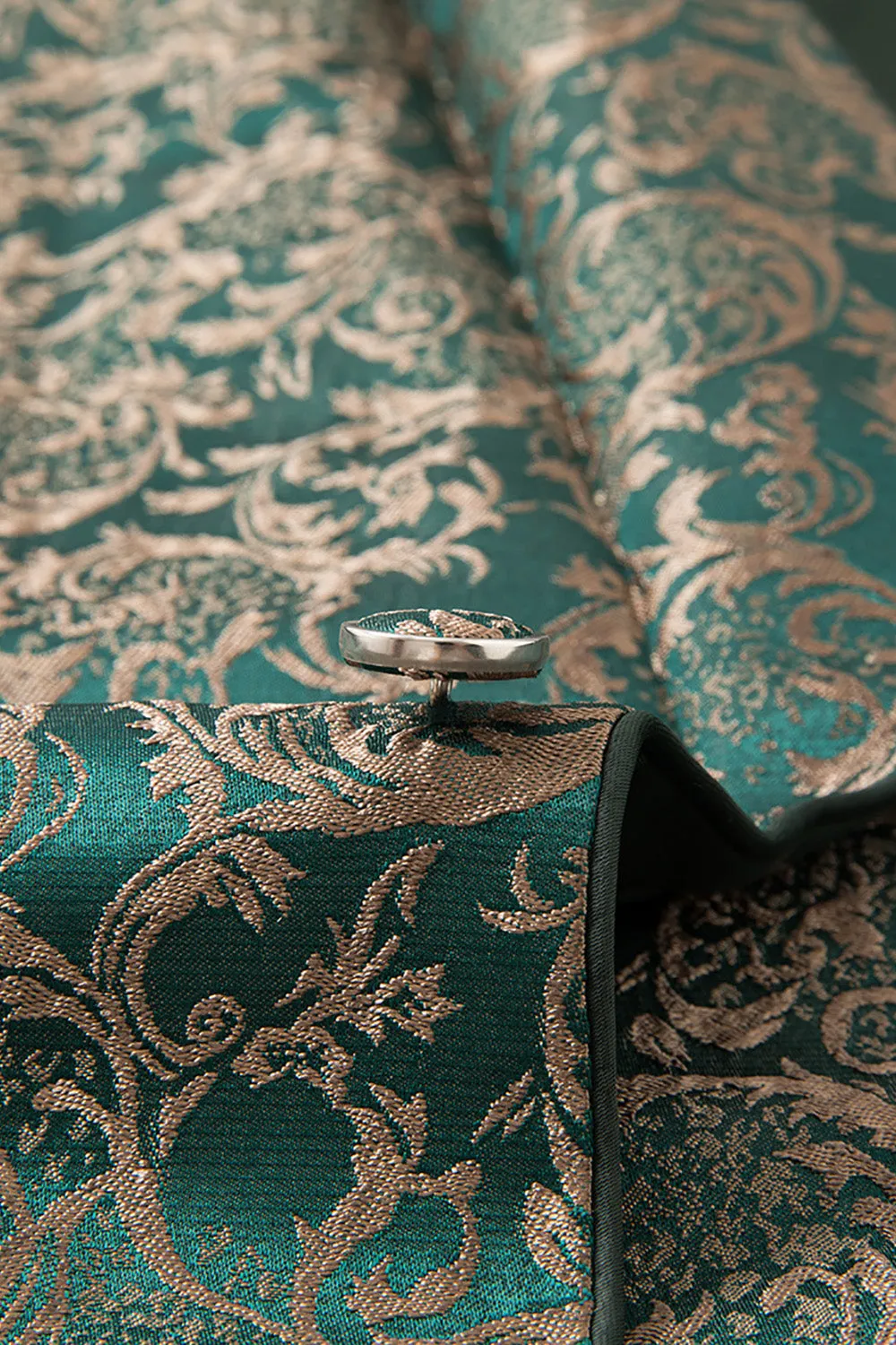 Dark Green Jacquard Shawl Lapel 3 Pieces Prom Suits sold by Zapaka product image thumbnail 5