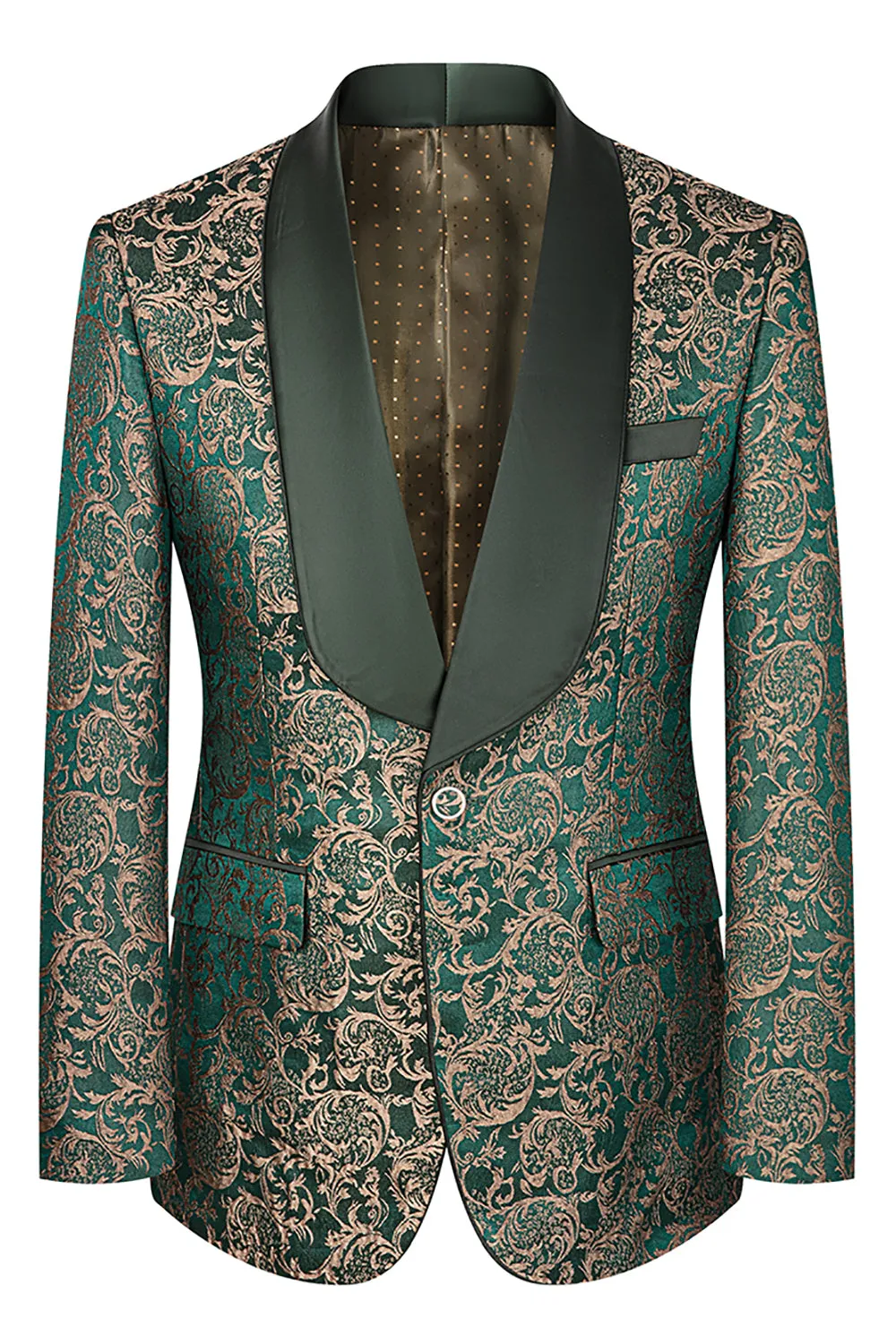 Dark Green Jacquard Shawl Lapel 3 Pieces Prom Suits sold by Zapaka product image thumbnail 2