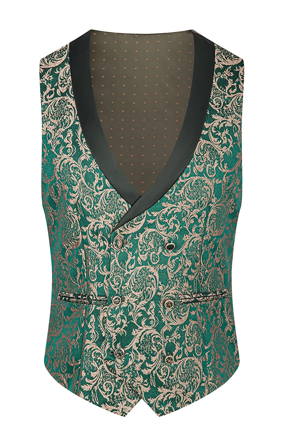 Dark Green Jacquard Shawl Lapel 3 Pieces Prom Suits sold by Zapaka product image thumbnail 3