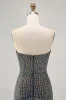 Sparkly Black Strapless Tight Short Homecoming Dress with Sequins sold by Zapaka