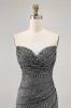 Sparkly Black Strapless Tight Short Homecoming Dress with Sequins sold by Zapaka