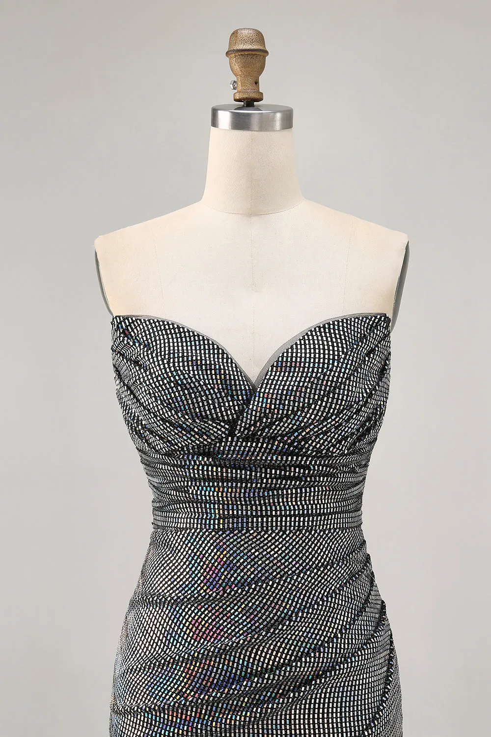 Sparkly Black Strapless Tight Short Homecoming Dress with Sequins sold by Zapaka product image thumbnail 4