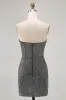 Sparkly Black Strapless Tight Short Homecoming Dress with Sequins sold by Zapaka