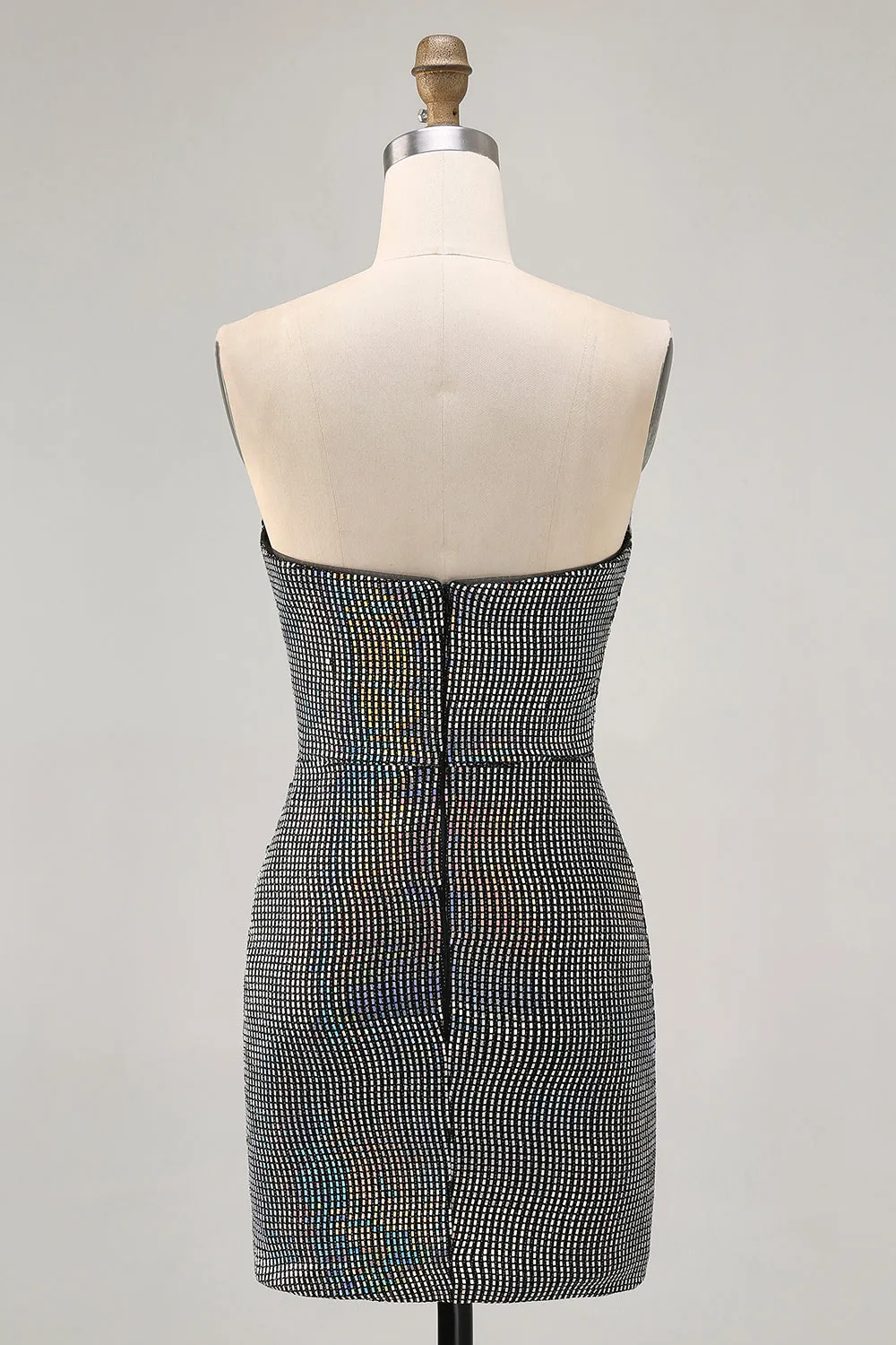 Sparkly Black Strapless Tight Short Homecoming Dress with Sequins sold by Zapaka product image thumbnail 2