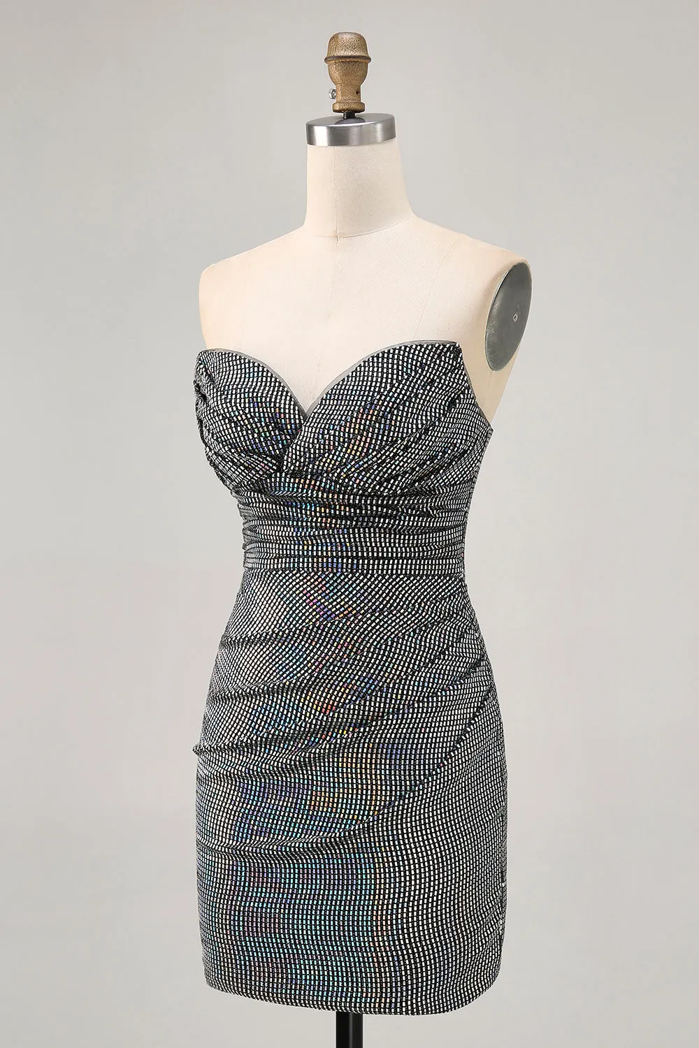 Sparkly Black Strapless Tight Short Homecoming Dress with Sequins sold by Zapaka product image thumbnail 3