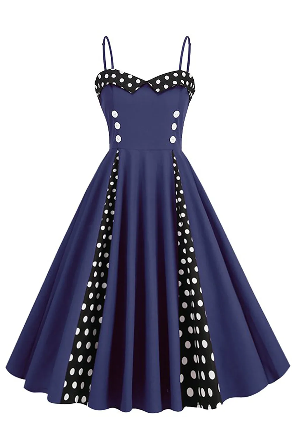 Polka Dots Black Swing 1950s Dress with Sleeveless sold by Zapaka product image thumbnail 4