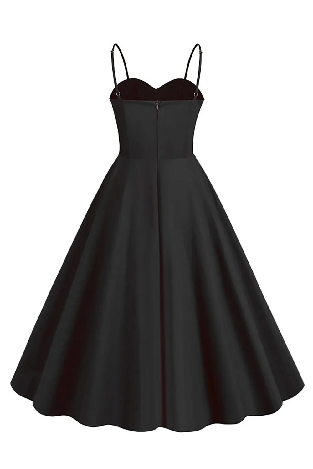 Polka Dots Black Swing 1950s Dress with Sleeveless sold by Zapaka product image thumbnail 2
