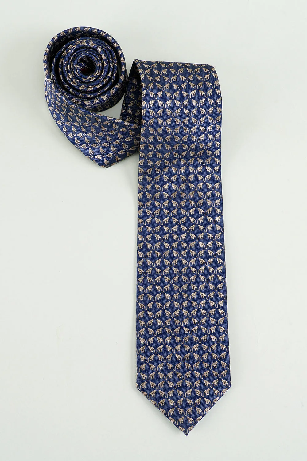 Navy Printed Jacquard Satin Formal Tie sold by Zapaka product image thumbnail 3