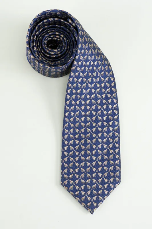 Navy Printed Jacquard Satin Formal Tie sold by Zapaka