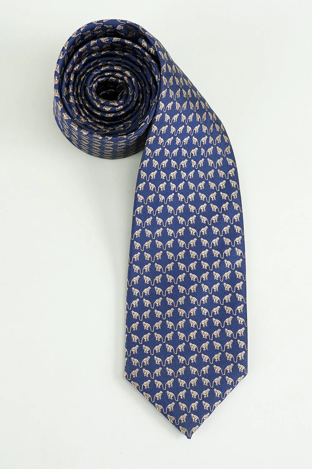 Navy Printed Jacquard Satin Formal Tie sold by Zapaka