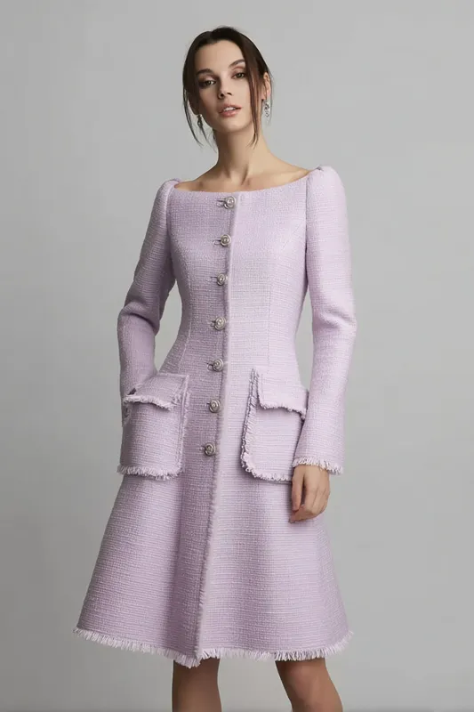 A Line Knee-Length Lilac Work Dress sold by Zapaka