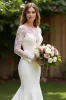 Satin Mermaid Bateau Court Train Ivory Wedding Dress with Lace sold by Zapaka