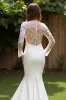Satin Mermaid Bateau Court Train Ivory Wedding Dress with Lace sold by Zapaka