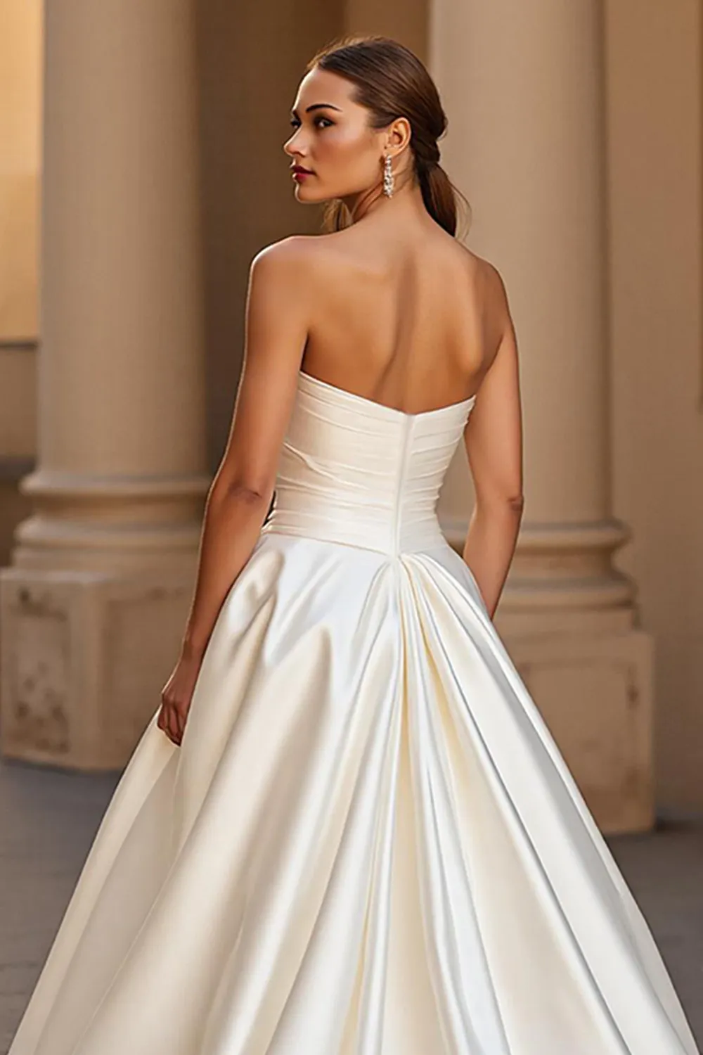 Simple A Line Strapless Court Train Ivory Wedding Dress sold by Zapaka product image thumbnail 4