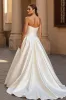 Simple A Line Strapless Court Train Ivory Wedding Dress sold by Zapaka