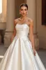 Simple A Line Strapless Court Train Ivory Wedding Dress sold by Zapaka