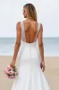 Satin Mermaid Sweetheart Court Train Ivory Wedding Dress sold by Zapaka