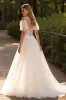 Ivory A Line Off the Shoulder Tulle Wedding Dress with Lace Appliques sold by Zapaka