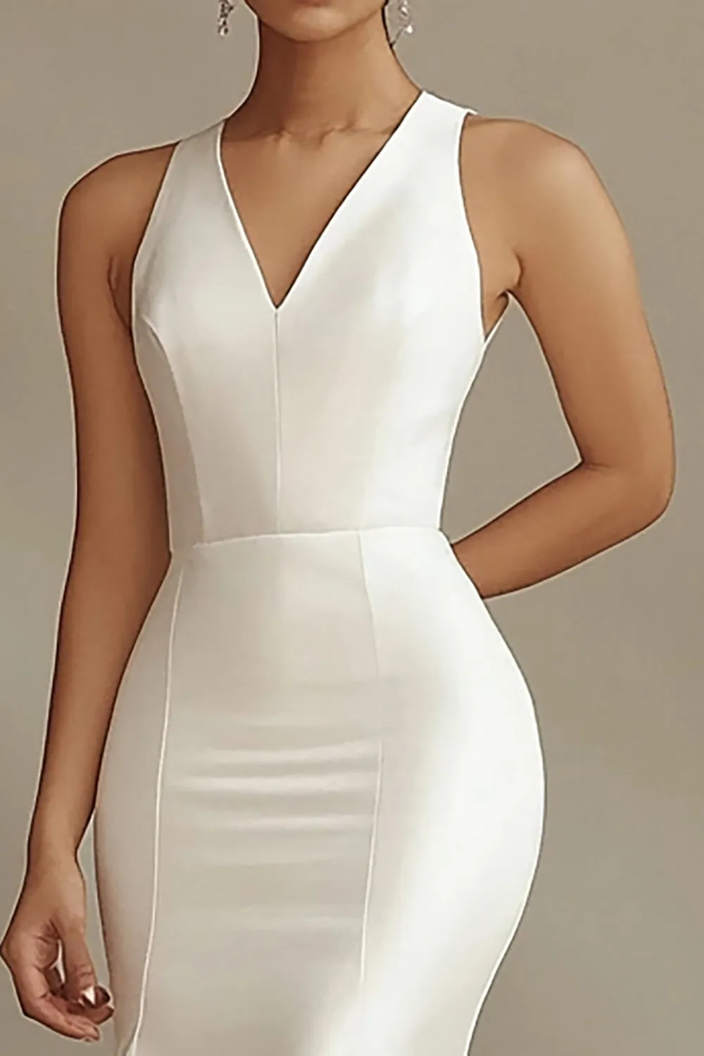 Mermaid V-Neck Long Ivory Engagement Dress sold by Zapaka product image thumbnail 2