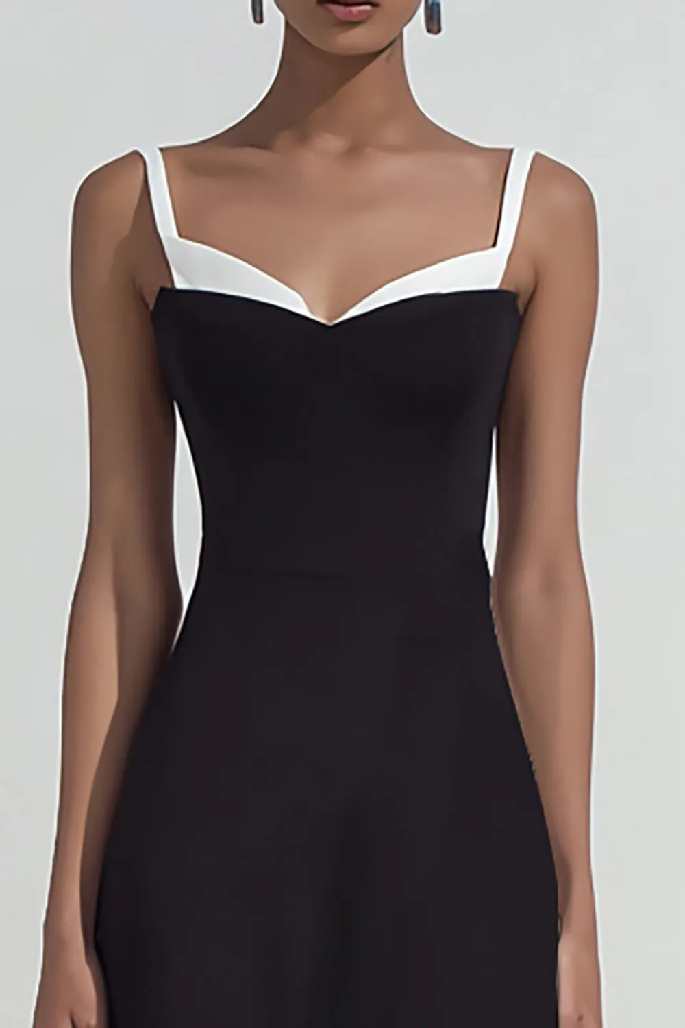 Black and white Long Chiffon Sheath Spaghetti Straps Formal Dress sold by Zapaka product image thumbnail 2