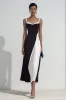 Black and white Simple Sheath Spaghetti Straps Long Formal Dress sold by Zapaka