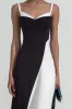 Black and white Simple Sheath Spaghetti Straps Long Formal Dress sold by Zapaka